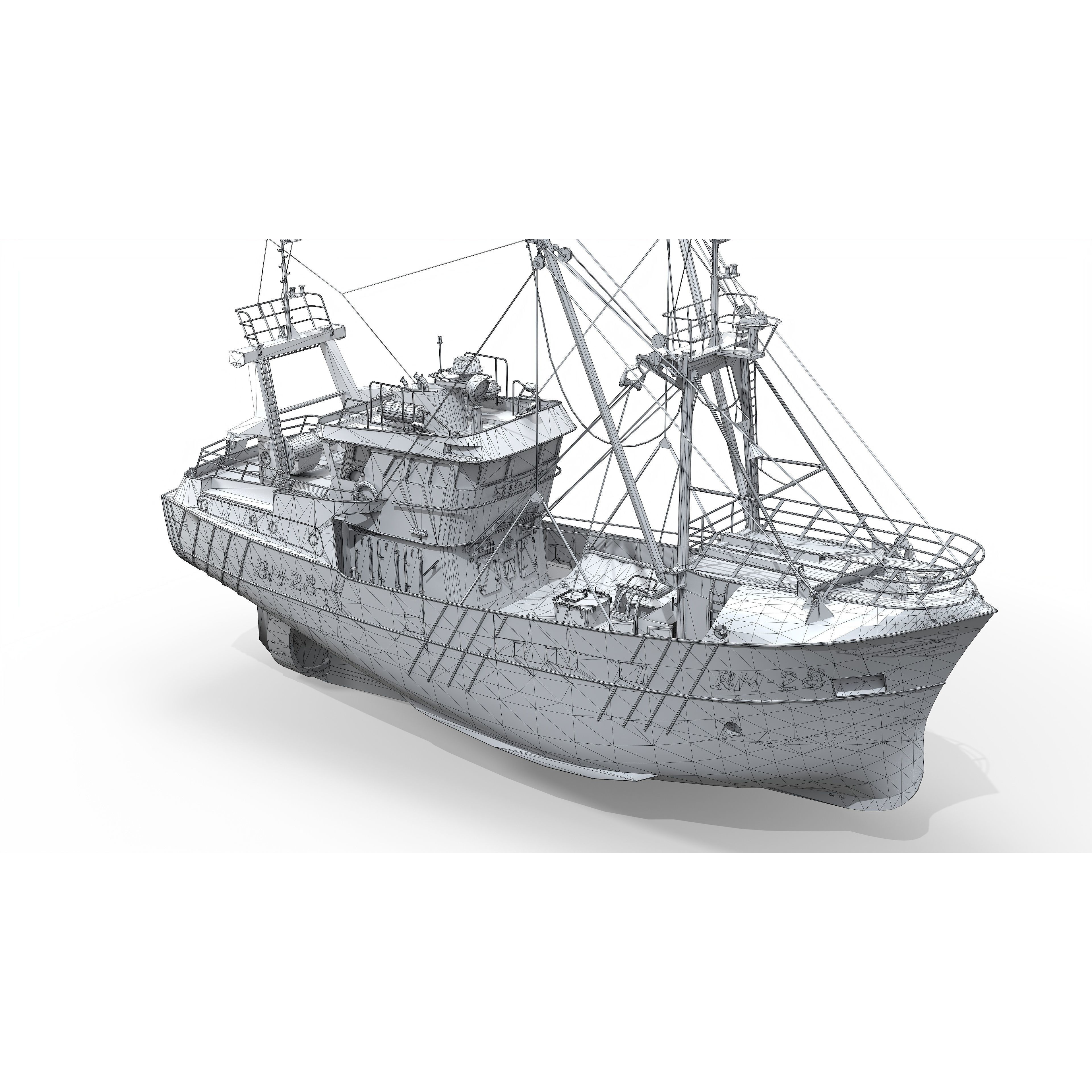Trawler Sea Lady - Low-Poly Game-Ready 3D Model - View 15