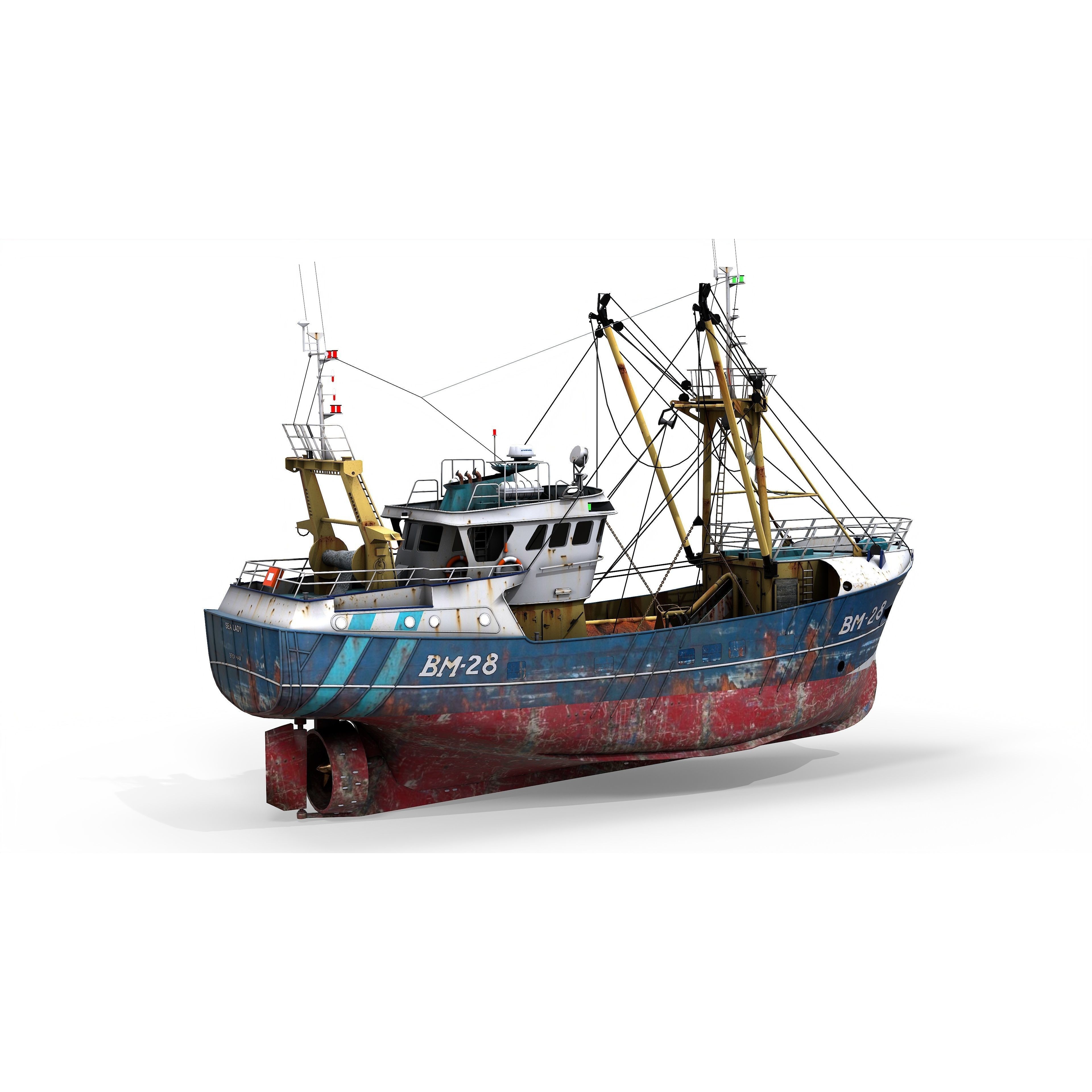 Trawler Sea Lady - Low-Poly Game-Ready 3D Model - View 4