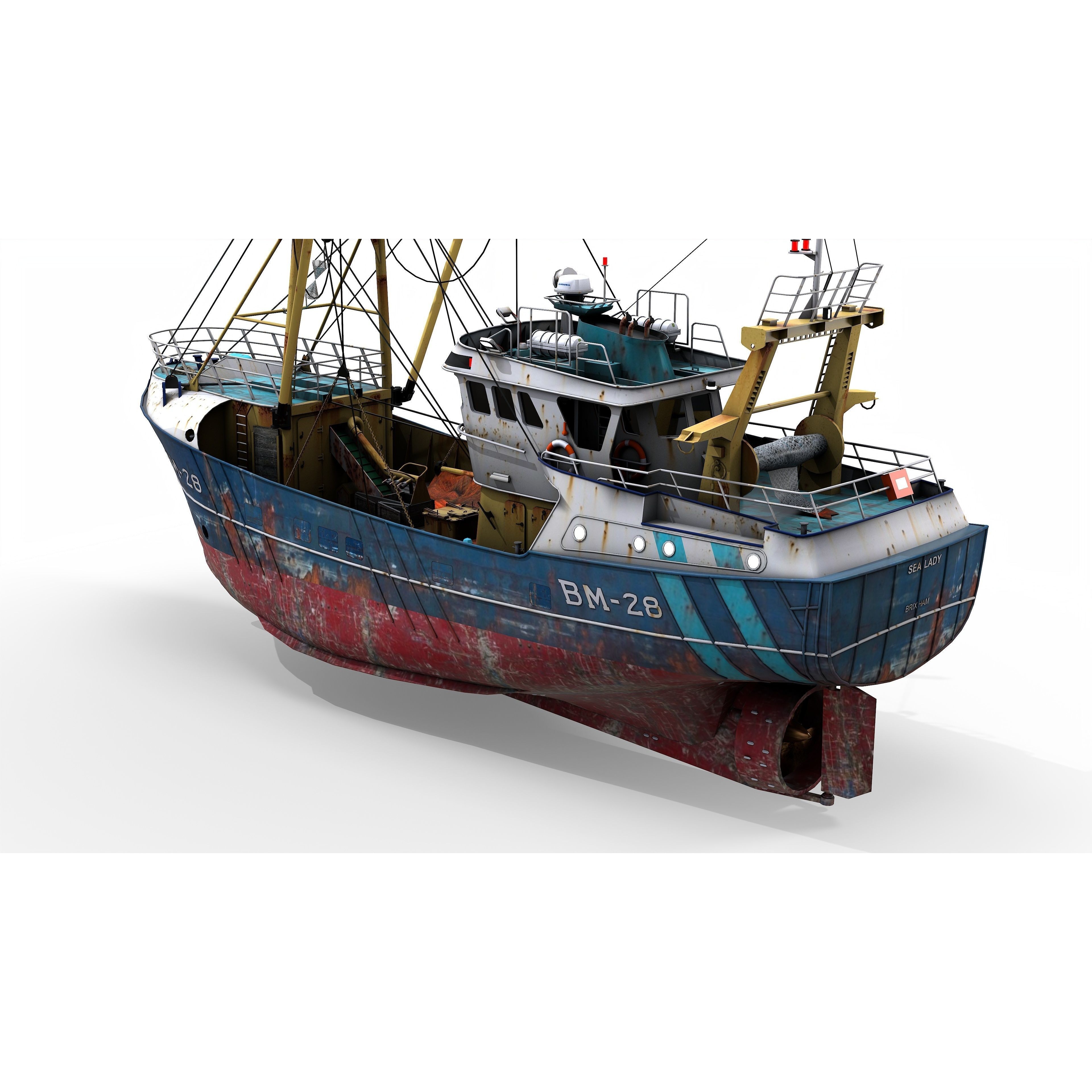 Trawler Sea Lady - Low-Poly Game-Ready 3D Model - View 7