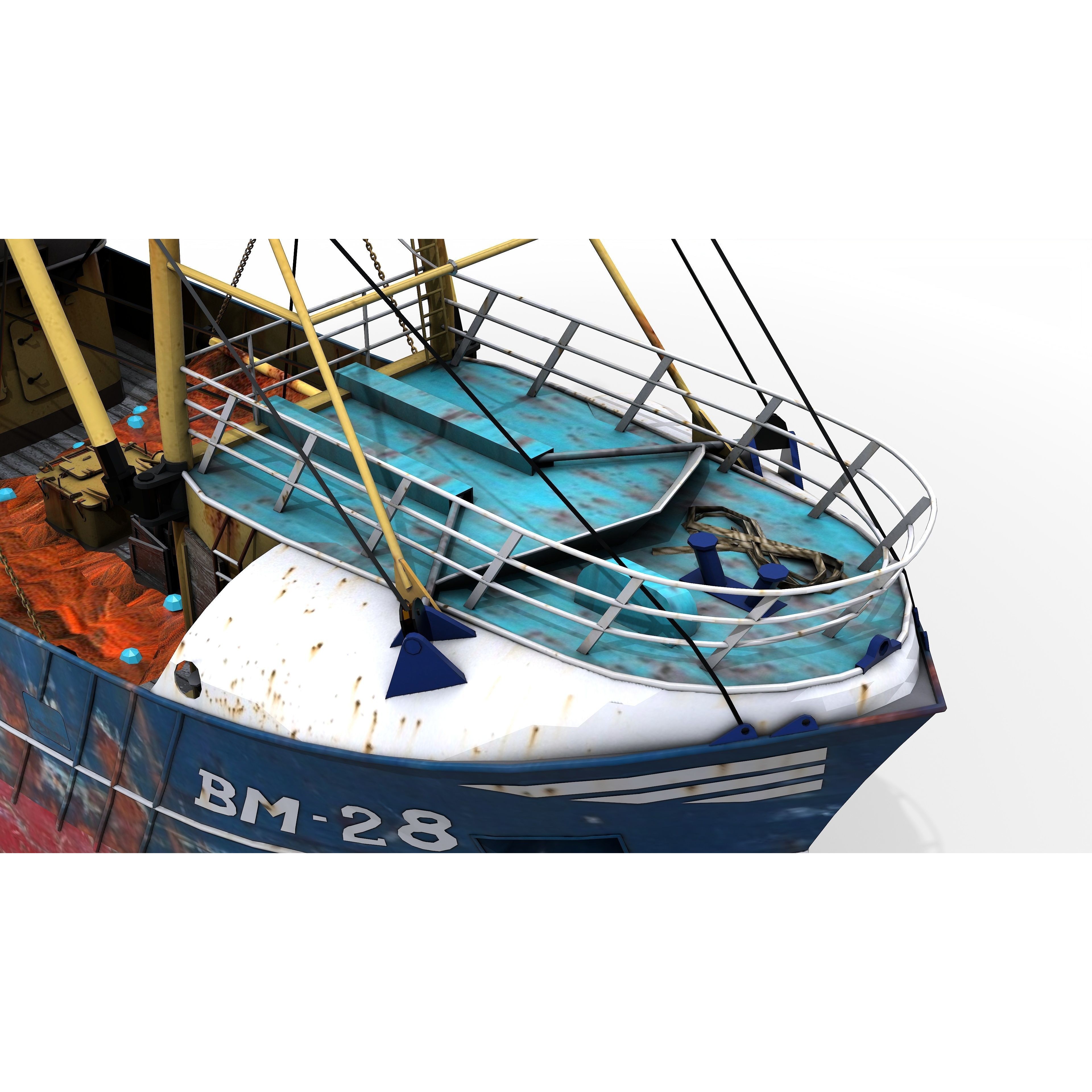 Trawler Sea Lady - Low-Poly Game-Ready 3D Model - View 9