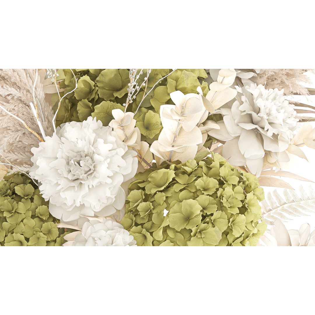Dried Flowers Bouquet 3D Model – Modern Glass Vase, Game Ready - View 7