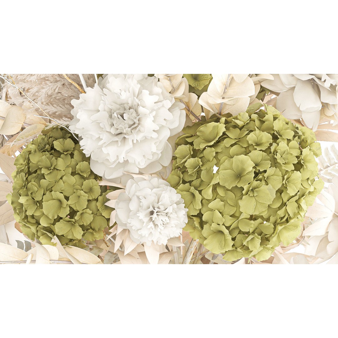 Dried Flowers Bouquet 3D Model – Modern Glass Vase, Game Ready - View 9