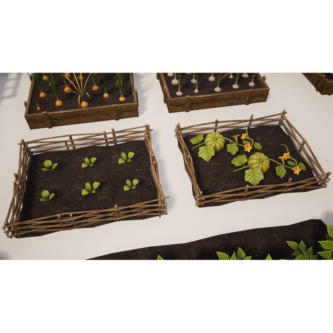 Growing Farm Plants Pack 3D Model – Low Poly Game Asset, FBX, Unity, Unreal