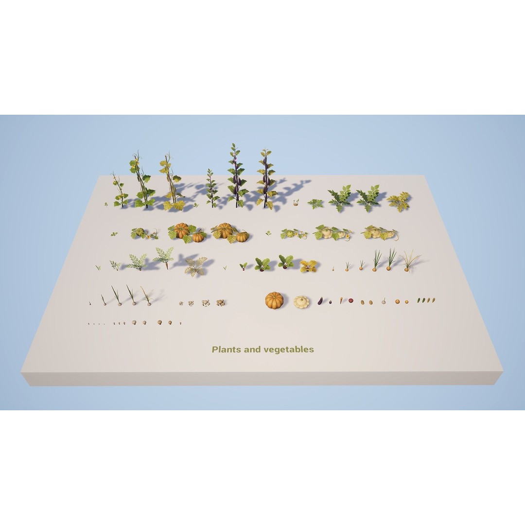 Growing Farm Plants Pack 3D Model – Low Poly Game Asset, FBX, Unity, Unreal - View 23