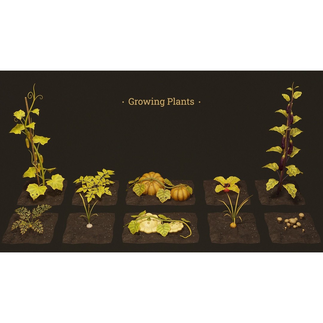 Growing Farm Plants Pack 3D Model – Low Poly Game Asset, FBX, Unity, Unreal - View 7