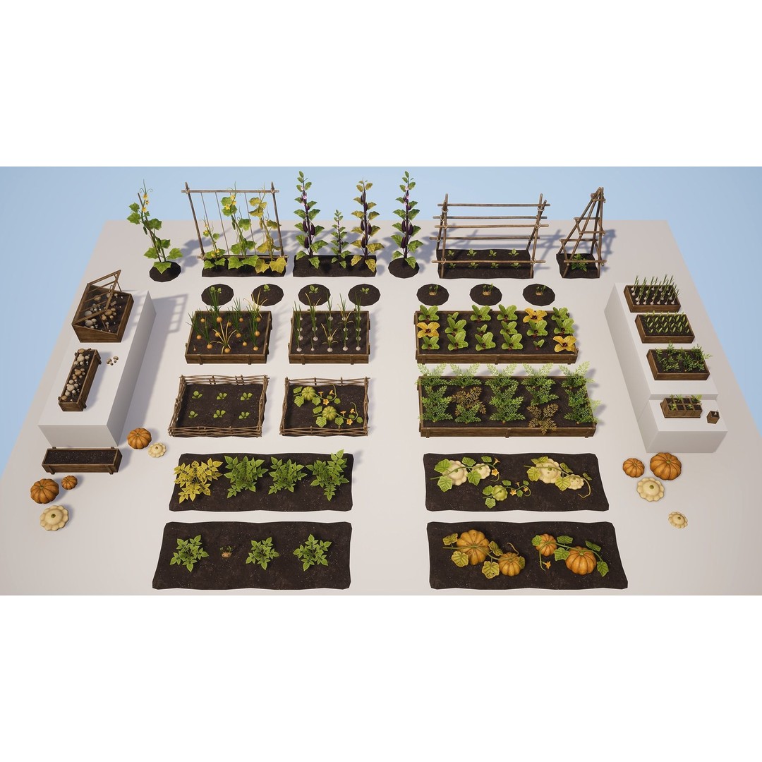 Growing Farm Plants Pack 3D Model – Low Poly Game Asset, FBX, Unity, Unreal - View 8