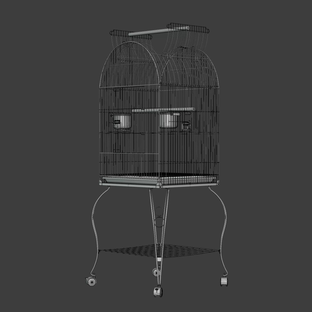 Open Top Bird Cage 3D Model – High Poly PBR Asset, FBX