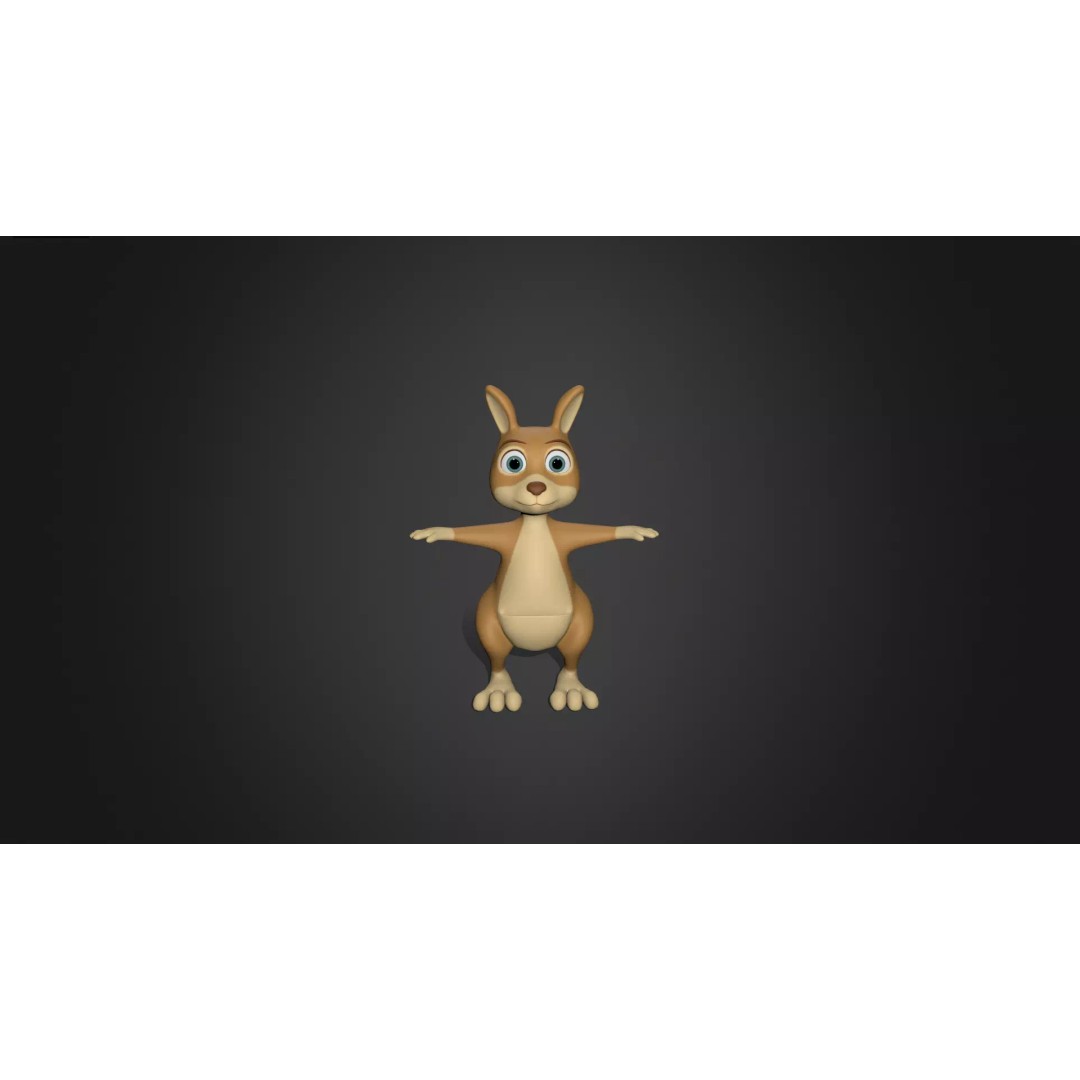 Kangaroo Mother 3D Model – Rigged Cartoon Character for Games, FBX - View 2