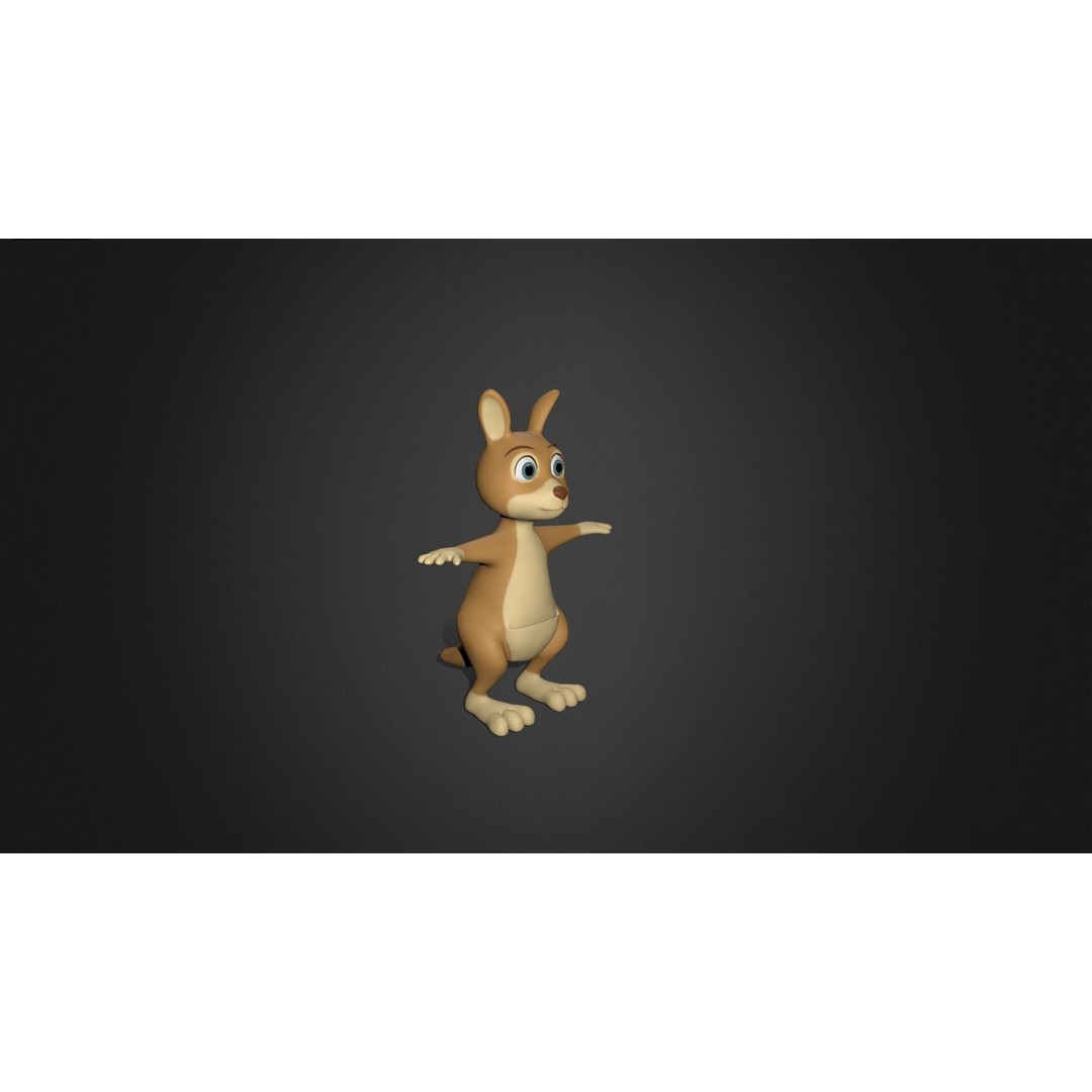 Kangaroo Mother 3D Model – Rigged Cartoon Character for Games, FBX - View 4