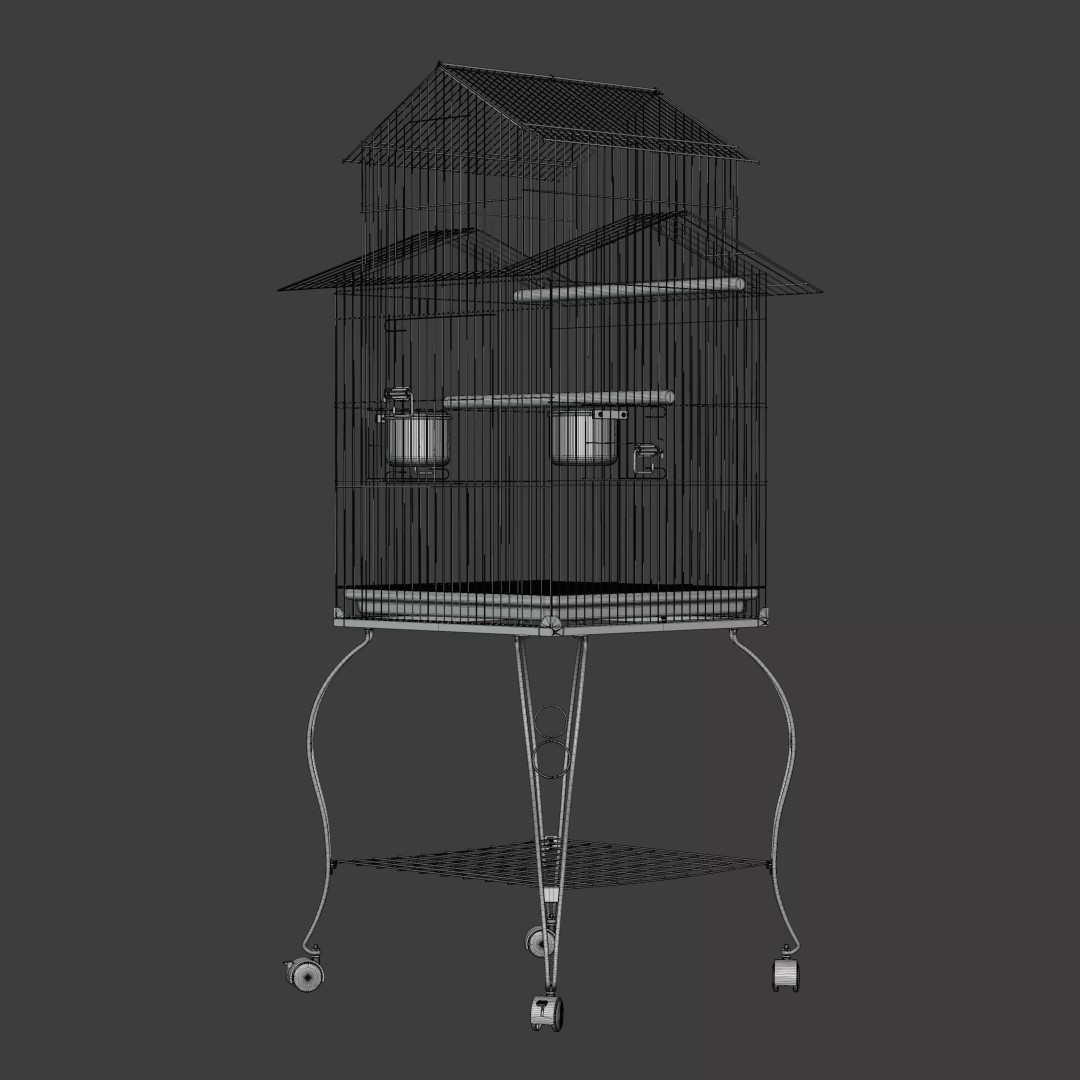 140cm Bird Cage 3D Model – PBR Textured Game Asset, FBX
