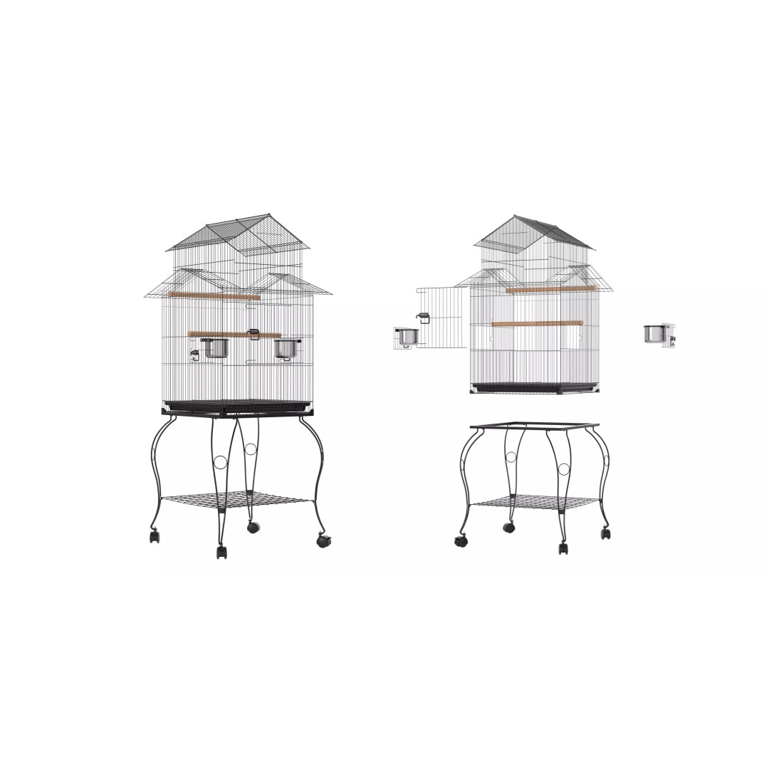 140cm Bird Cage 3D Model – PBR Textured Game Asset, FBX - View 2