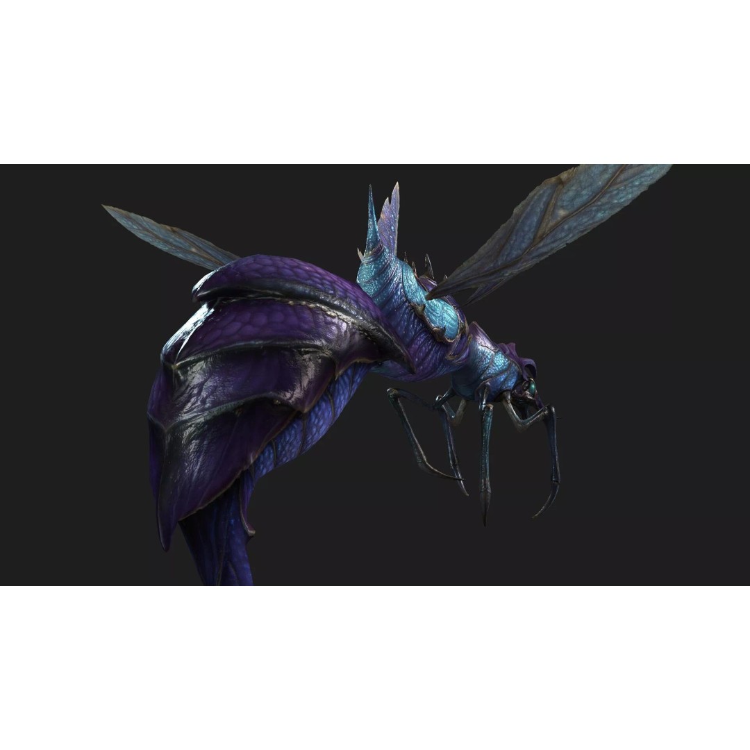 Bee Monster-B2 3D Model – Low Poly Animated Insect, FBX, Blender - View 15