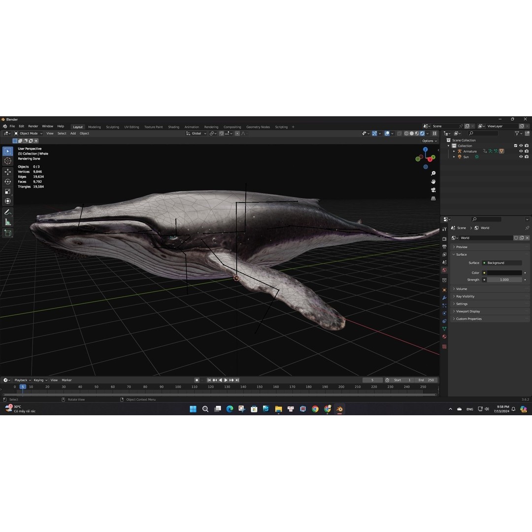 Whale 3D Model – Animated PBR Rigged Asset for Blender, FBX - View 18
