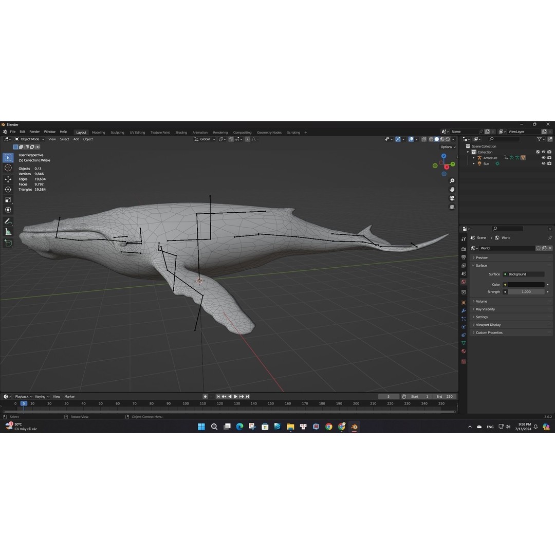 Whale 3D Model – Animated PBR Rigged Asset for Blender, FBX - View 19