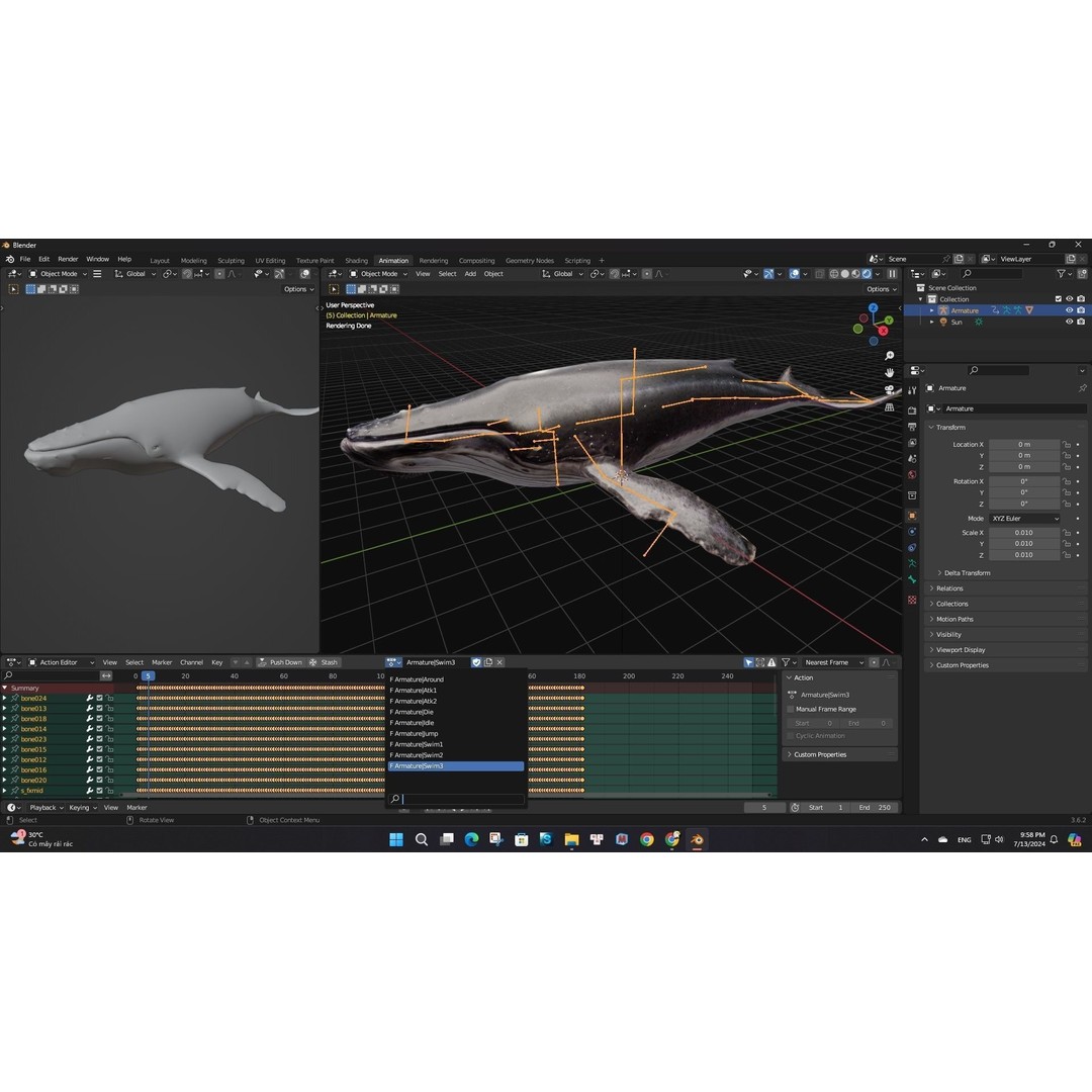 Whale 3D Model – Animated PBR Rigged Asset for Blender, FBX - View 21