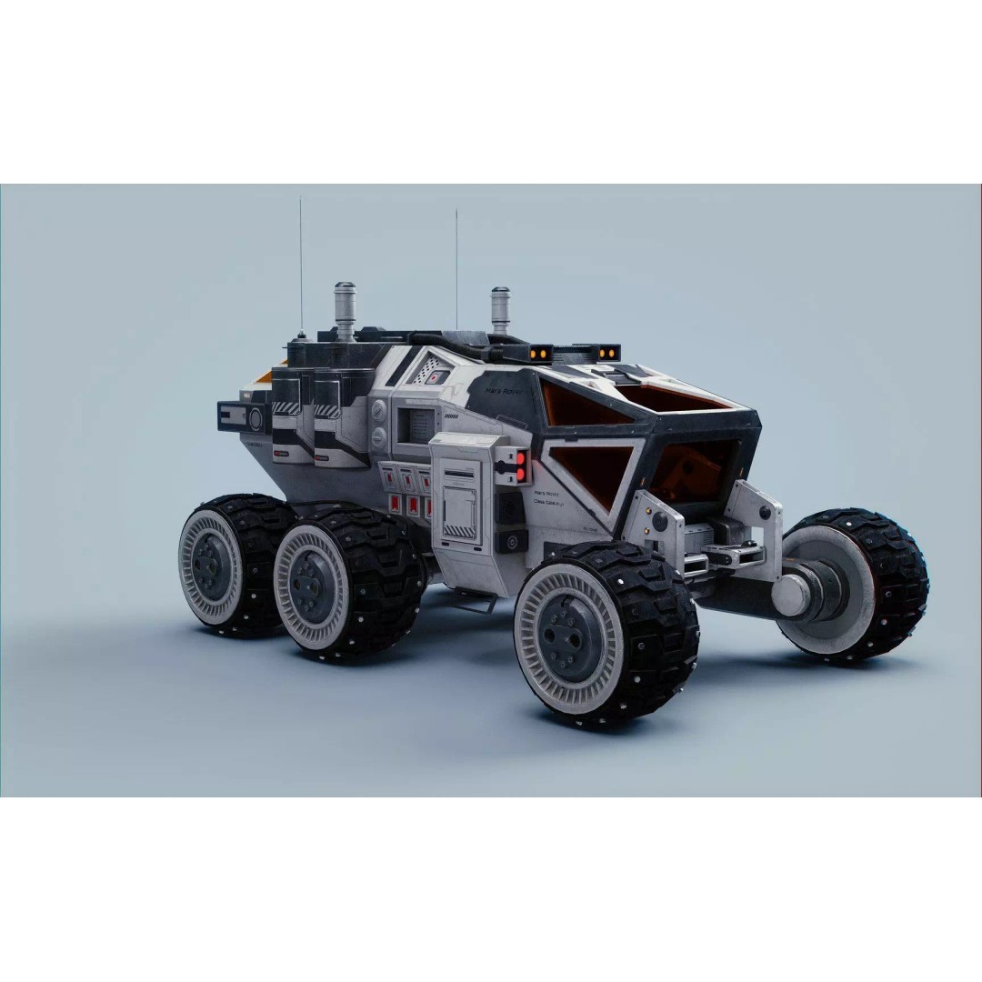Mars Rover 3D Model – Low Poly Space Vehicle, FBX, PBR Textures - View 11