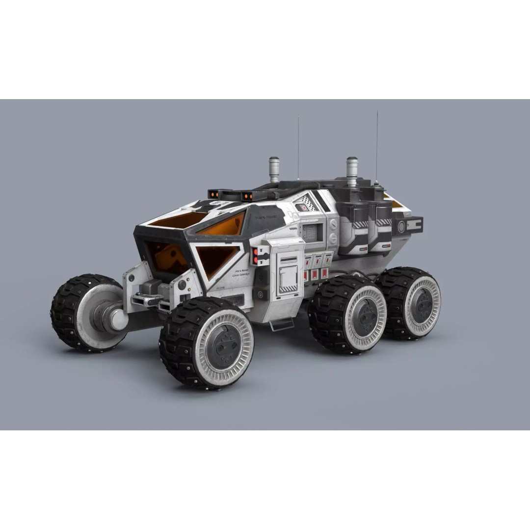 Mars Rover 3D Model – Low Poly Space Vehicle, FBX, PBR Textures - View 12