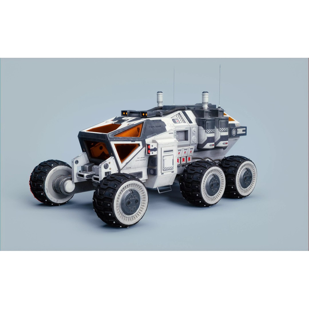 Mars Rover 3D Model – Low Poly Space Vehicle, FBX, PBR Textures - View 2