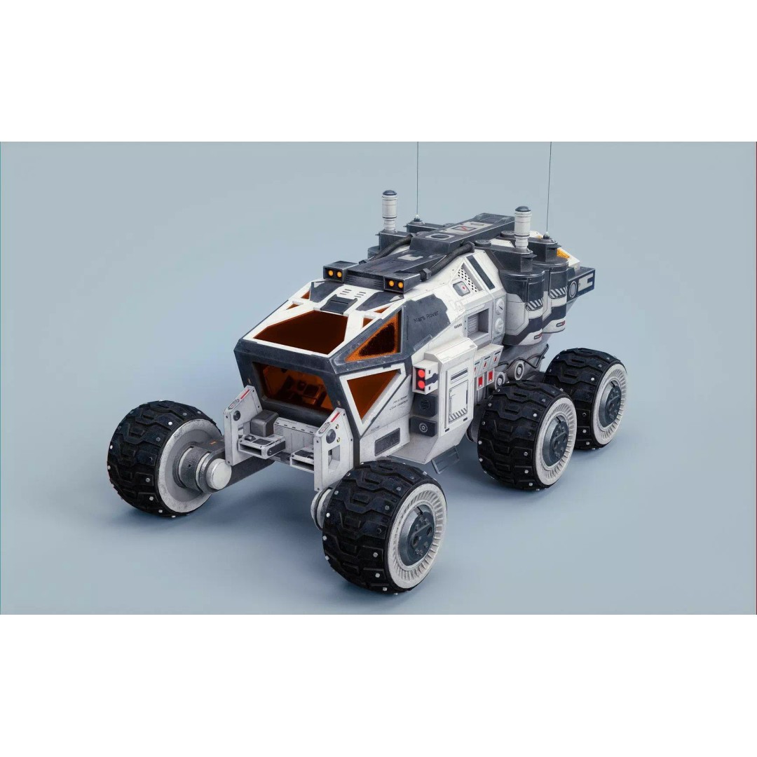 Mars Rover 3D Model – Low Poly Space Vehicle, FBX, PBR Textures - View 4
