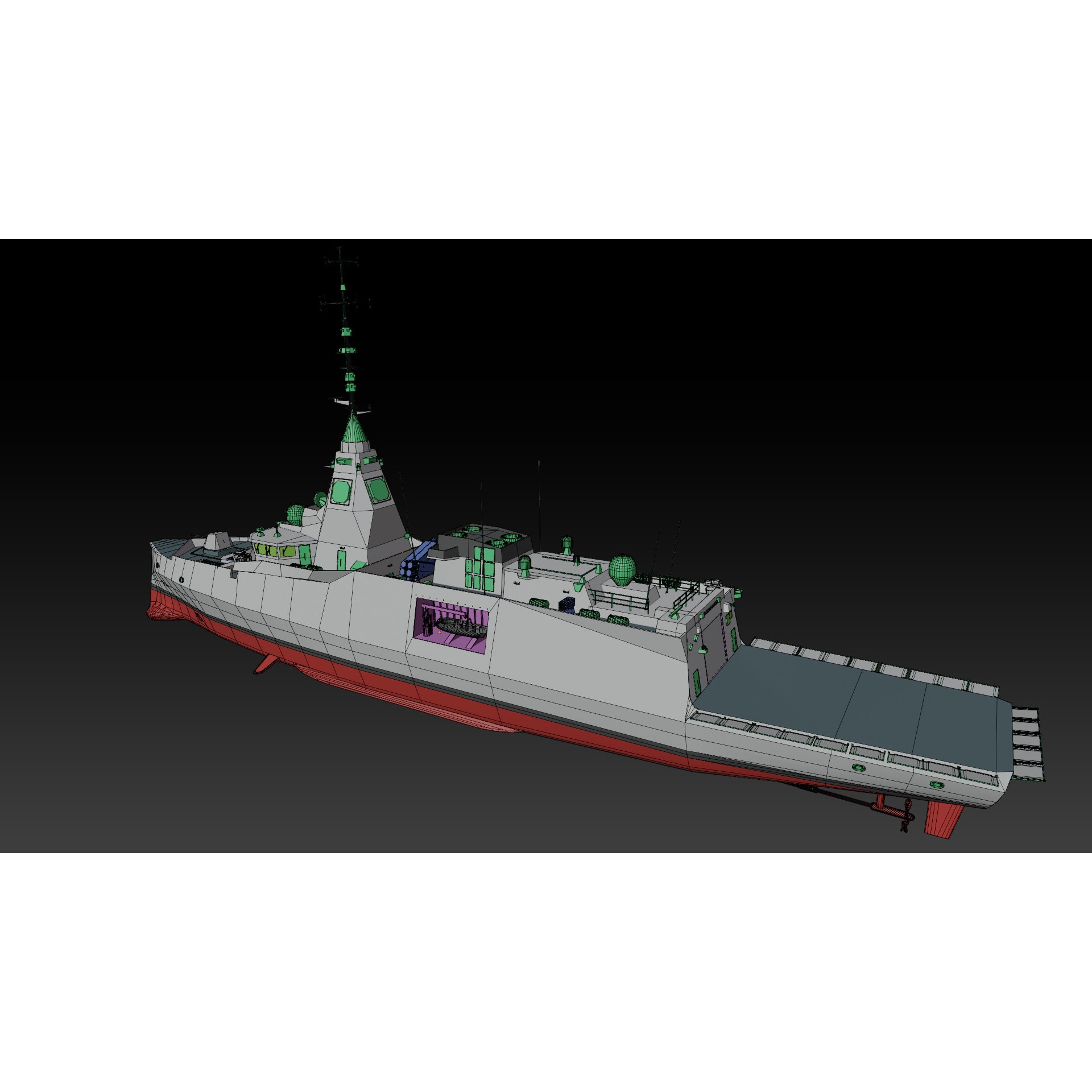 FDI Frigate FS Amiral Ronarc'h - Low-Poly Game-Ready 3D Model