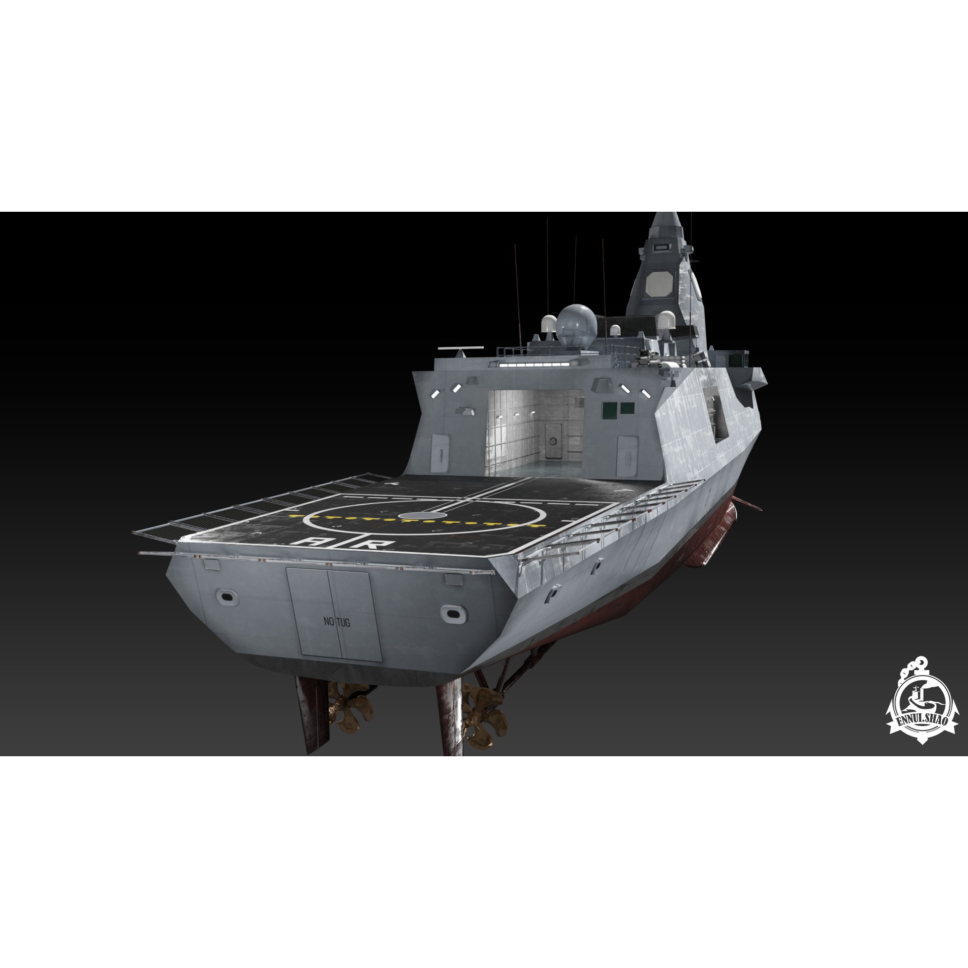 FDI Frigate FS Amiral Ronarc'h - Low-Poly Game-Ready 3D Model - View 10