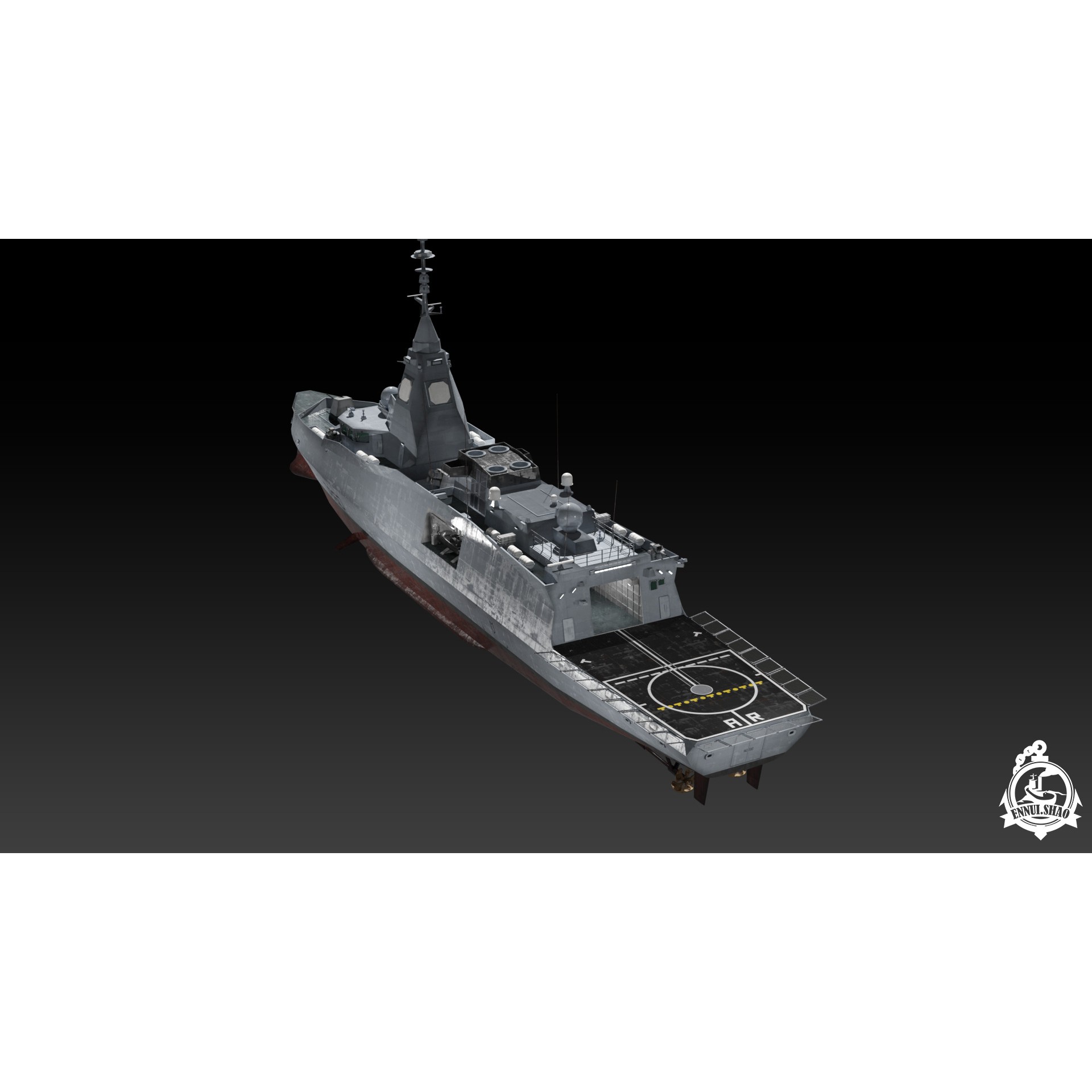 FDI Frigate FS Amiral Ronarc'h - Low-Poly Game-Ready 3D Model - View 11