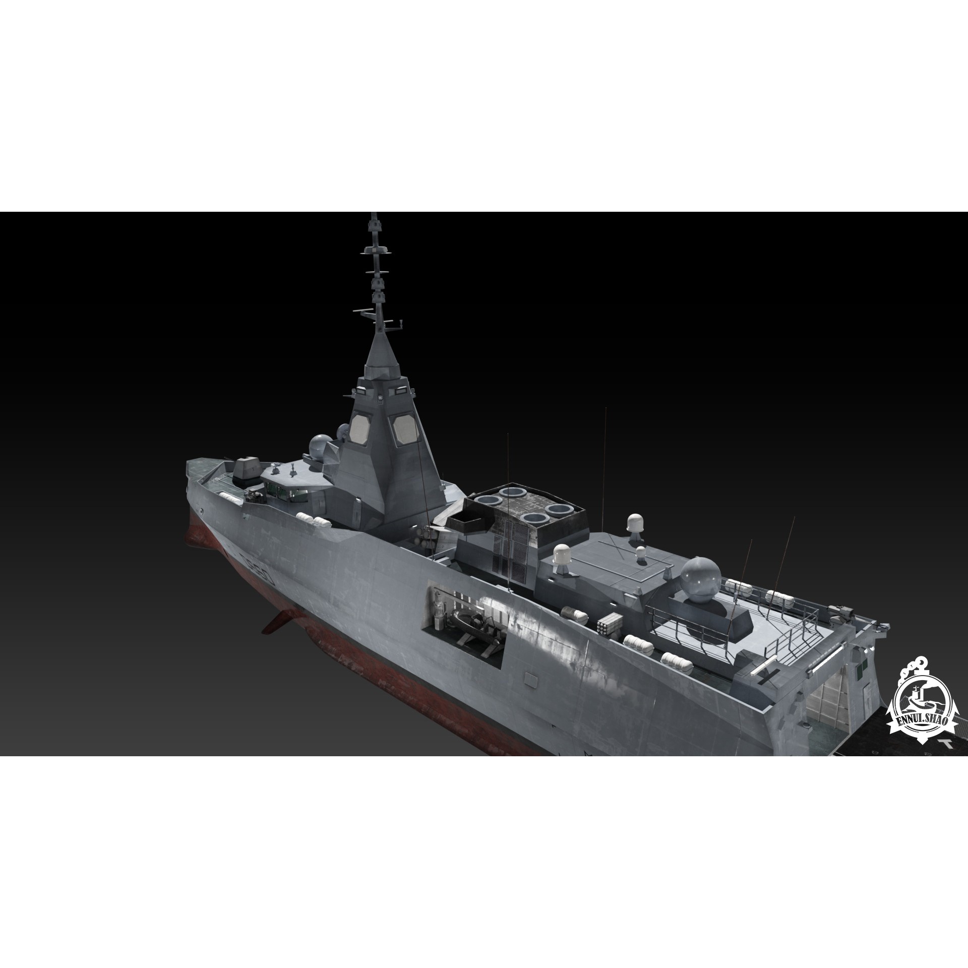 FDI Frigate FS Amiral Ronarc'h - Low-Poly Game-Ready 3D Model - View 12