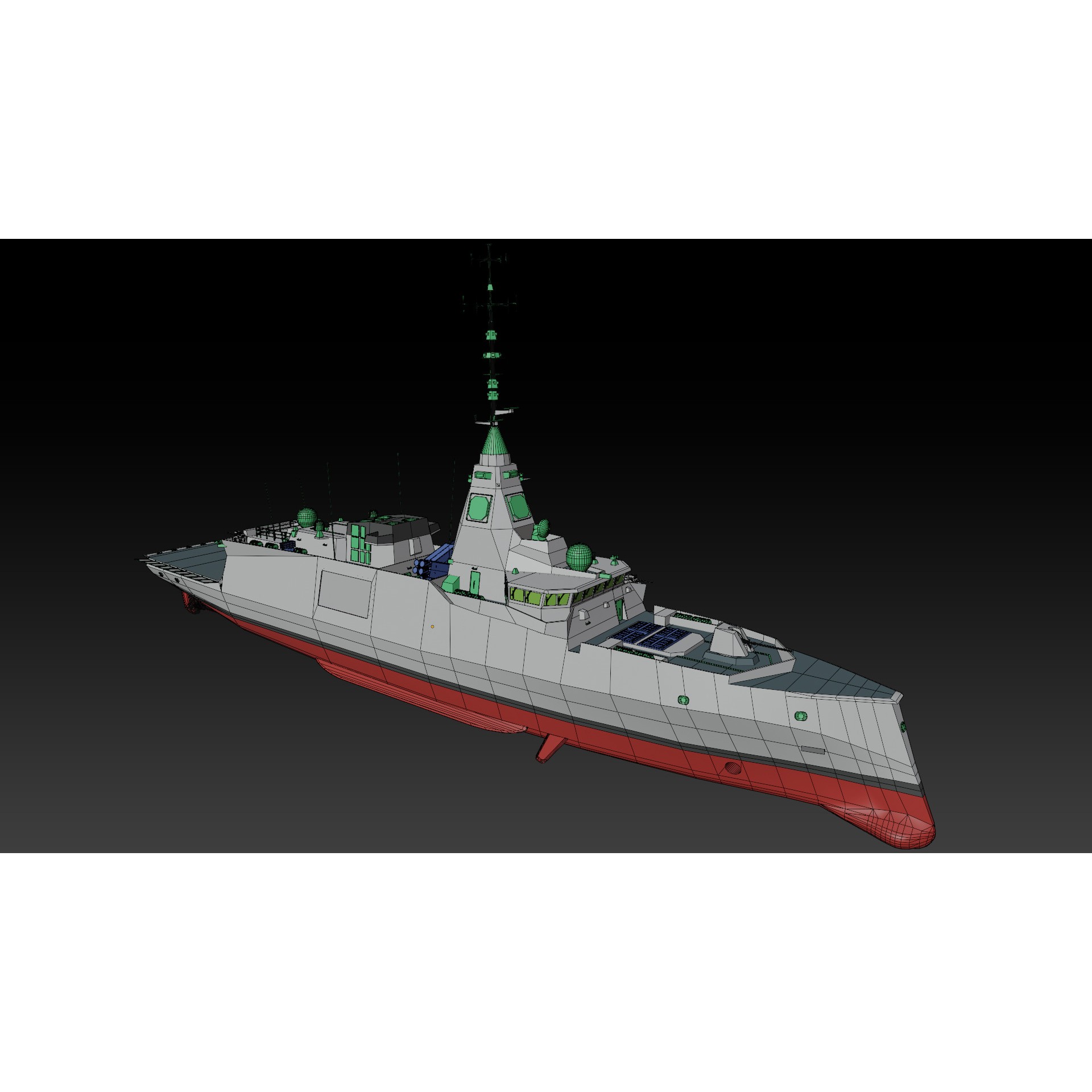 FDI Frigate FS Amiral Ronarc'h - Low-Poly Game-Ready 3D Model - View 17