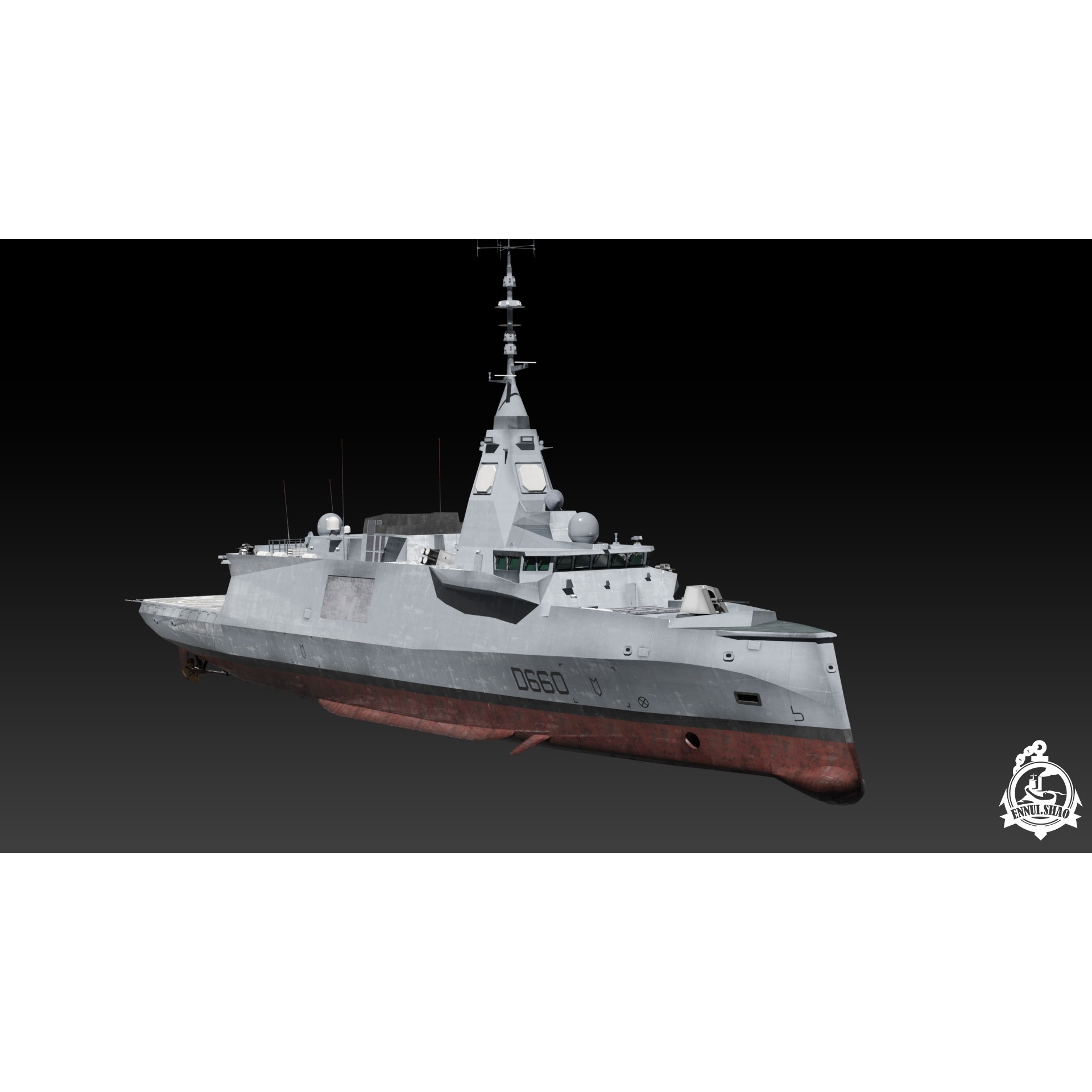 FDI Frigate FS Amiral Ronarc'h - Low-Poly Game-Ready 3D Model - View 4