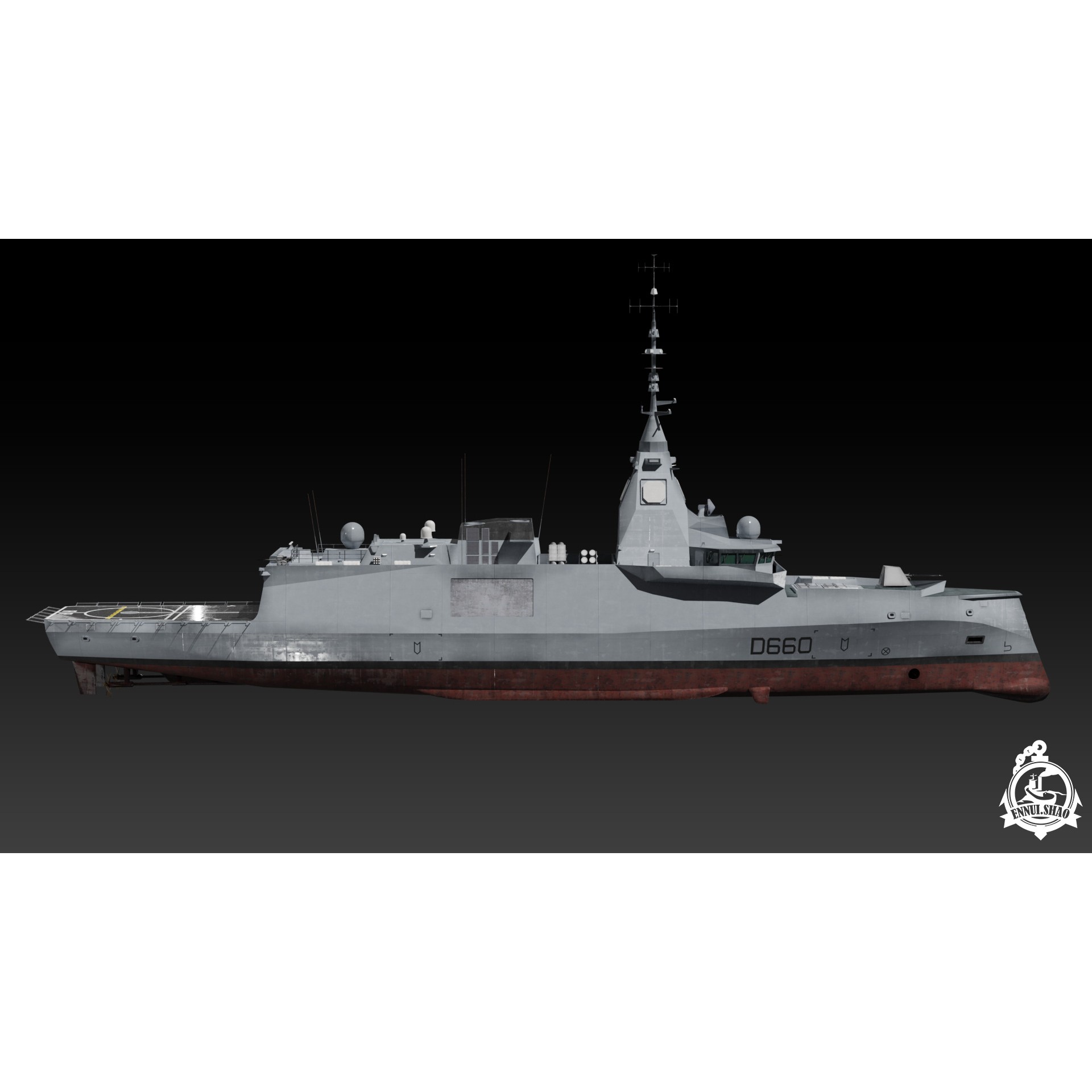 FDI Frigate FS Amiral Ronarc'h - Low-Poly Game-Ready 3D Model - View 6