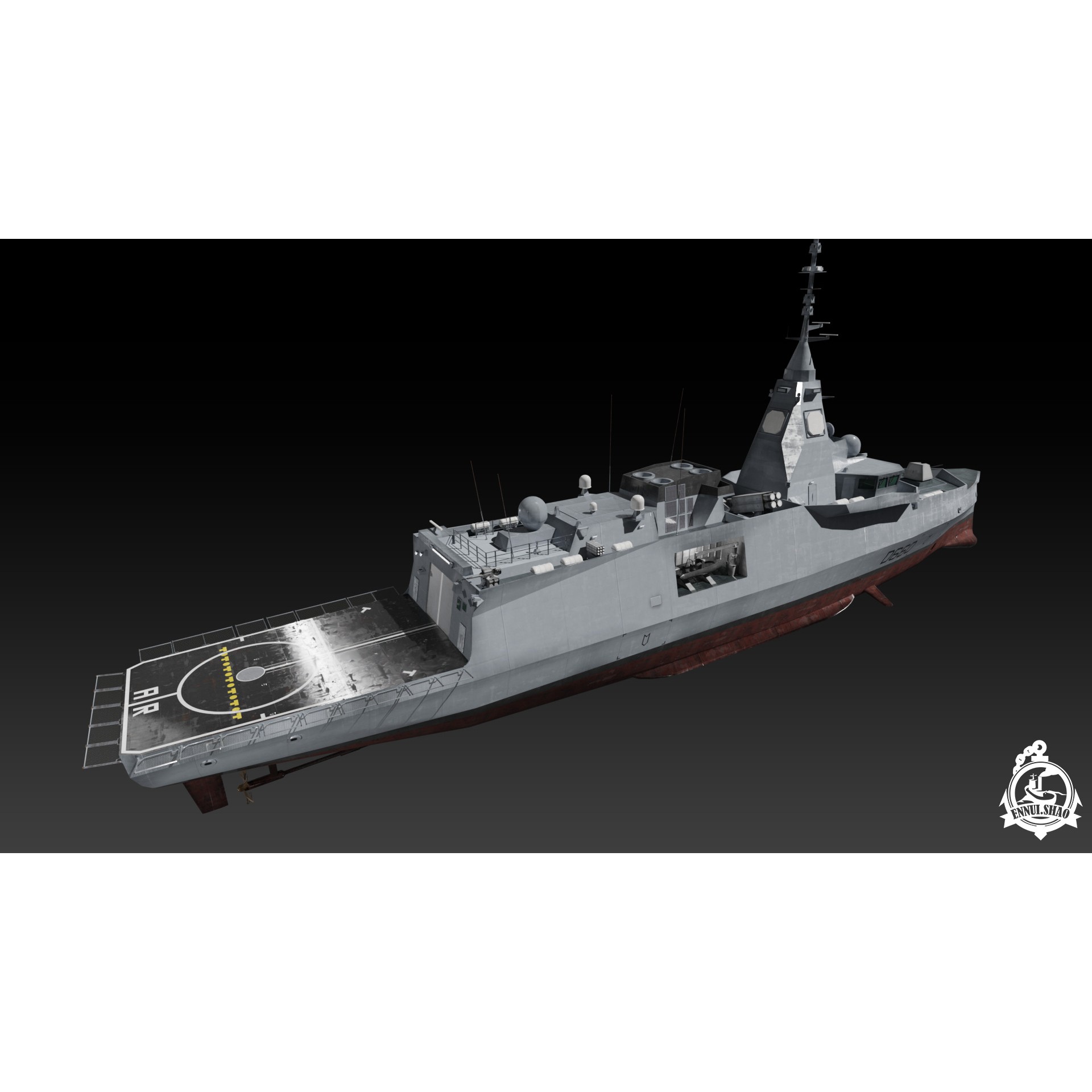 FDI Frigate FS Amiral Ronarc'h - Low-Poly Game-Ready 3D Model - View 7