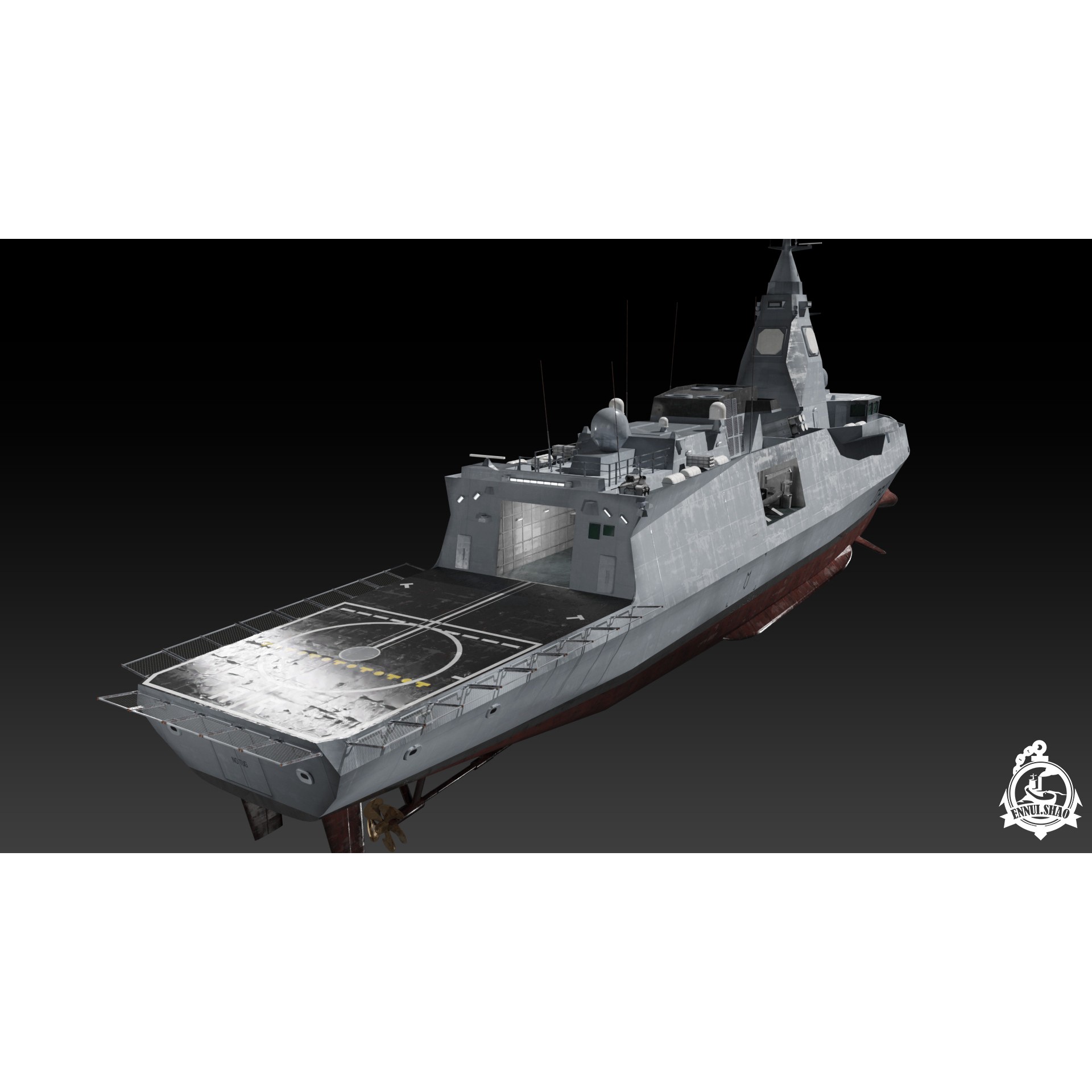 FDI Frigate FS Amiral Ronarc'h - Low-Poly Game-Ready 3D Model - View 9