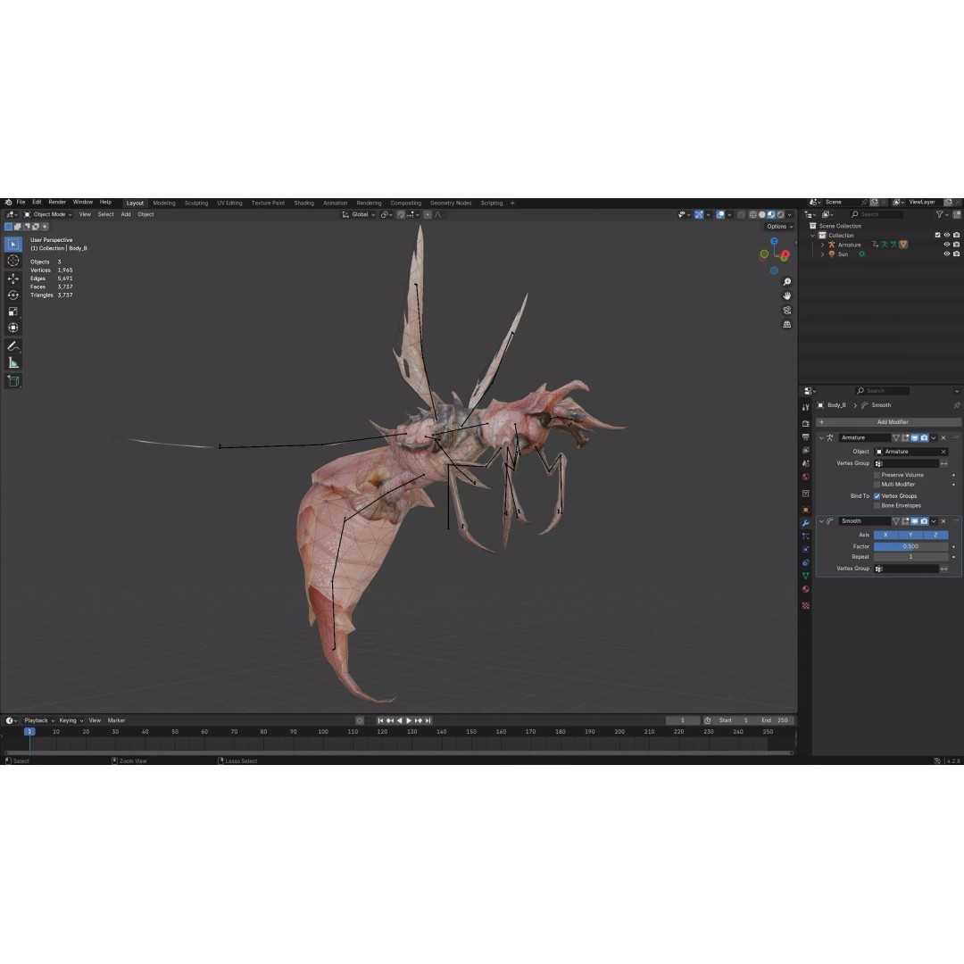 Bee Monster 3D Model – Low Poly Animated Insect, FBX, PBR - View 19