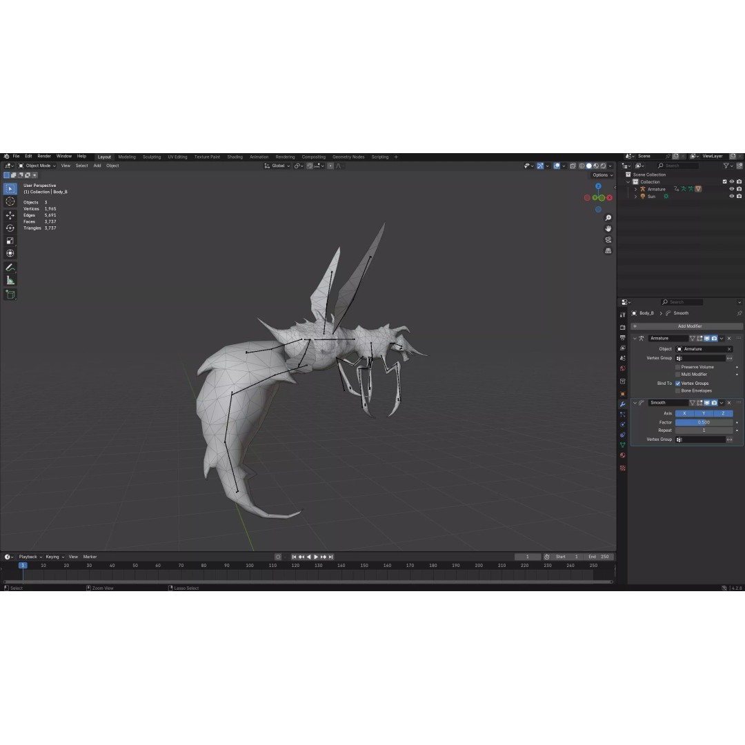 Bee Monster 3D Model – Low Poly Animated Insect, FBX, PBR - View 20