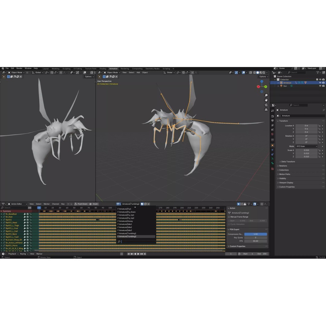 Bee Monster 3D Model – Low Poly Animated Insect, FBX, PBR - View 22