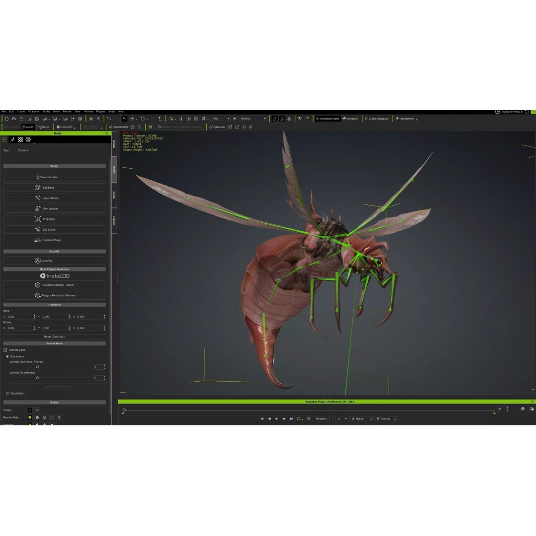 Bee Monster 3D Model – Low Poly Animated Insect, FBX, PBR - View 24