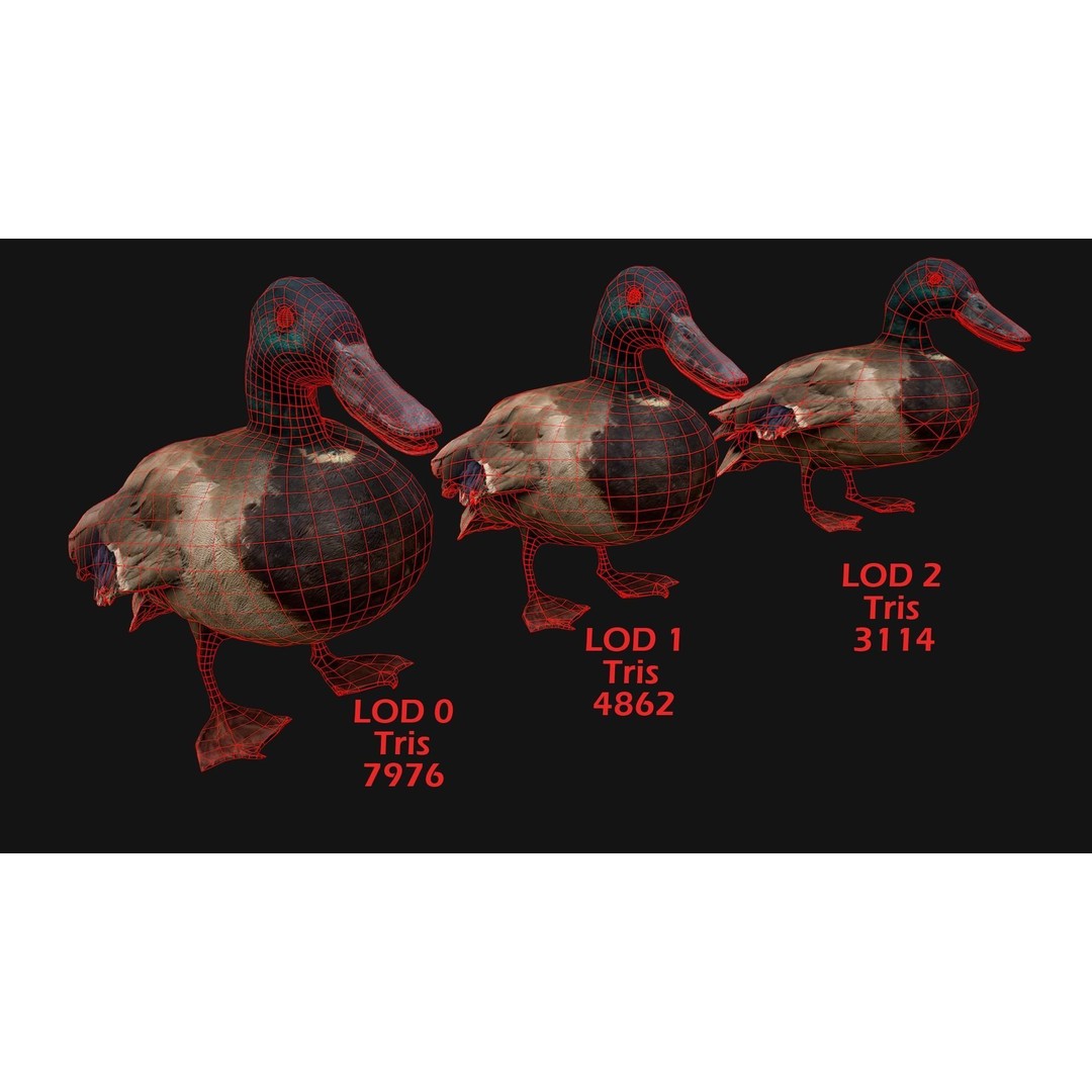 Duck Pack 3D Model – Low Poly Game Asset, PBR Textured, FBX - View 3