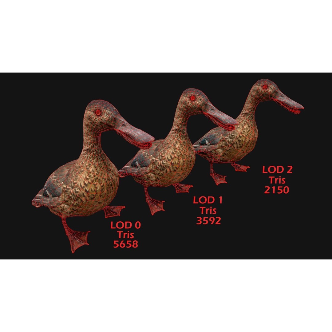 Duck Pack 3D Model – Low Poly Game Asset, PBR Textured, FBX - View 4