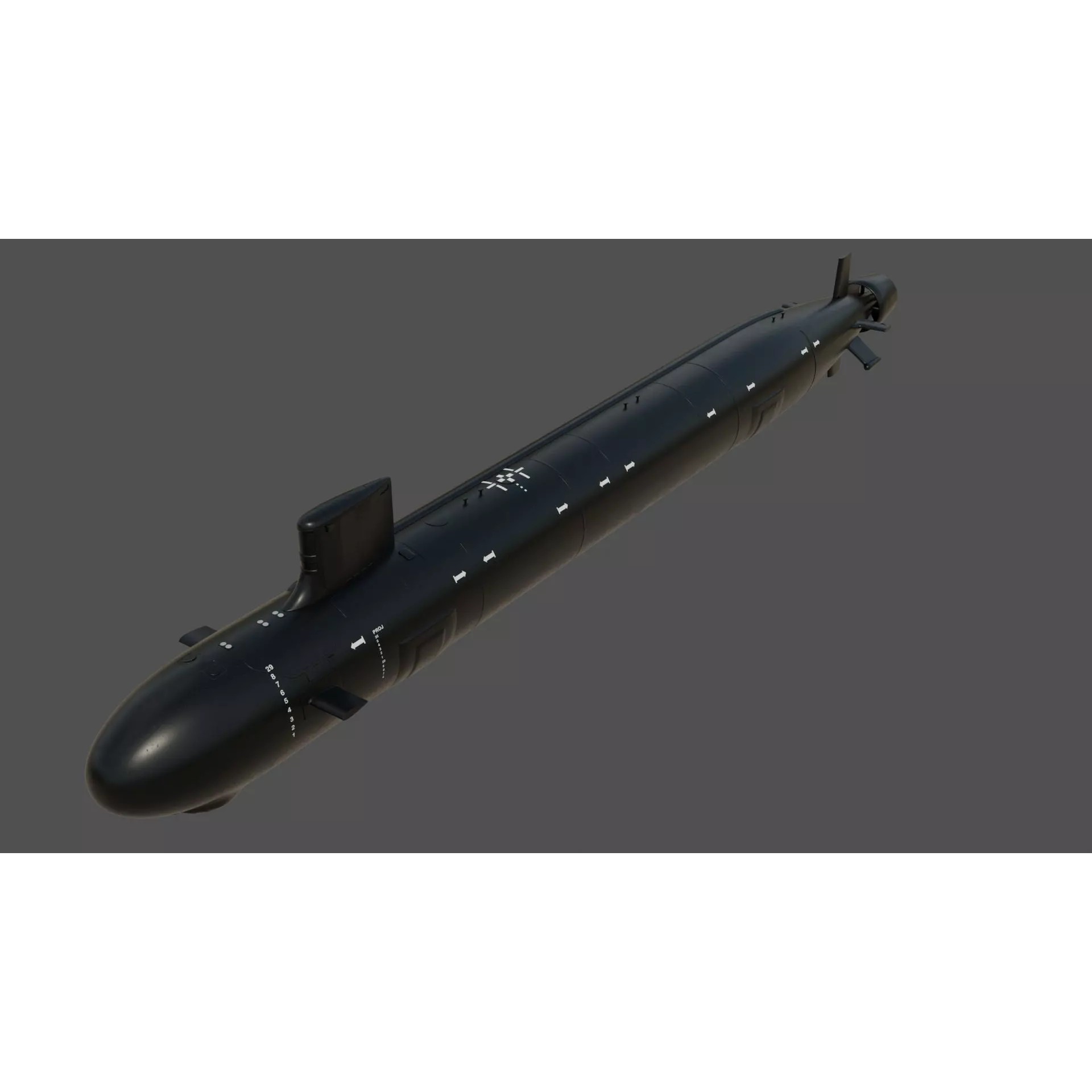 US Submarine Virginia SSN-774 - Low-Poly Game-Ready 3D Model - View 2