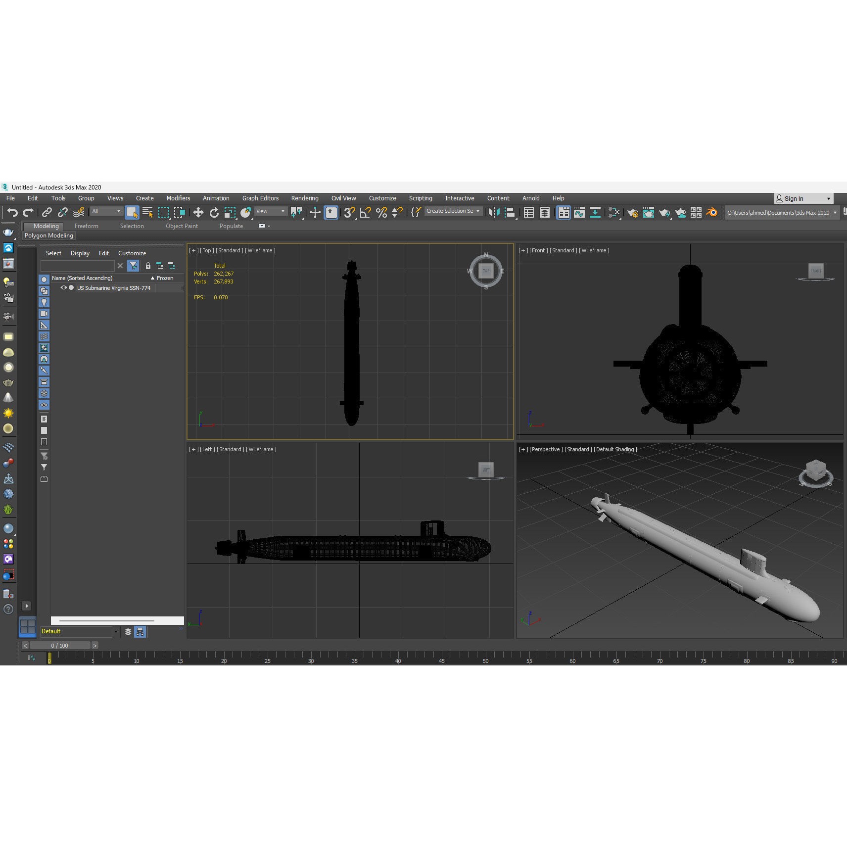 US Submarine Virginia SSN-774 - Low-Poly Game-Ready 3D Model - View 9