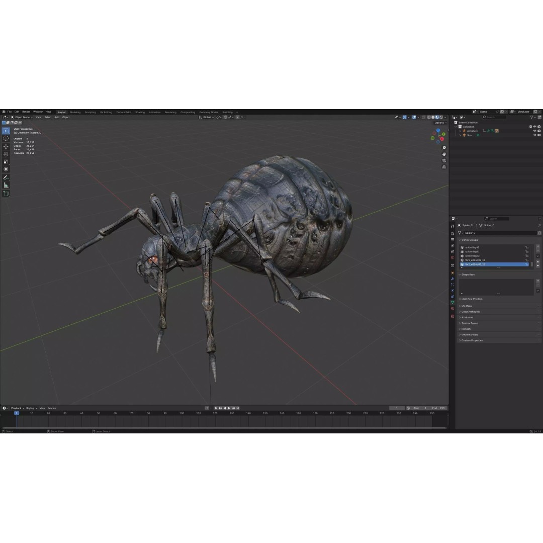 Spider 3D Model – Low Poly Rigged Insect with PBR Textures - View 19