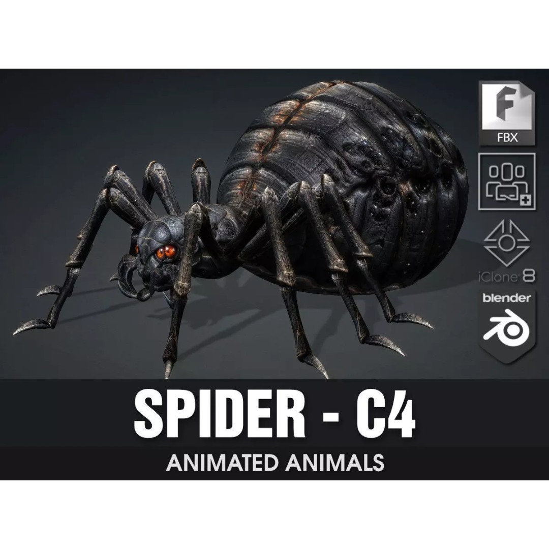 Spider 3D Model – Low Poly Rigged Insect with PBR Textures - View 2