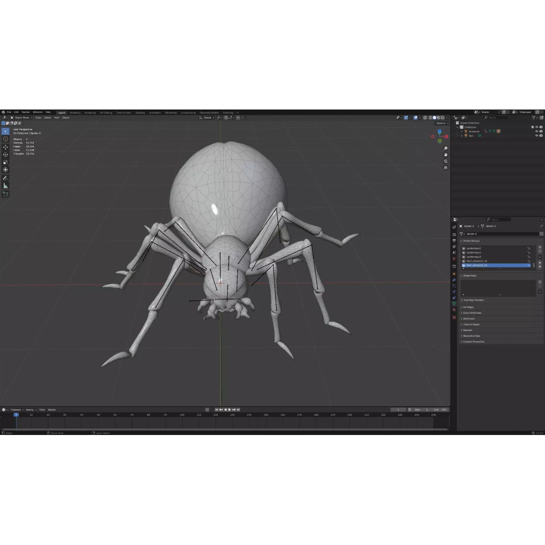 Spider 3D Model – Low Poly Rigged Insect with PBR Textures - View 20