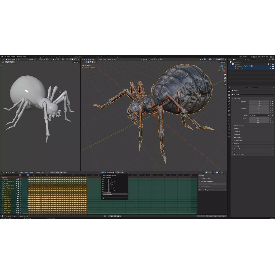 Spider 3D Model – Low Poly Rigged Insect with PBR Textures - View 22