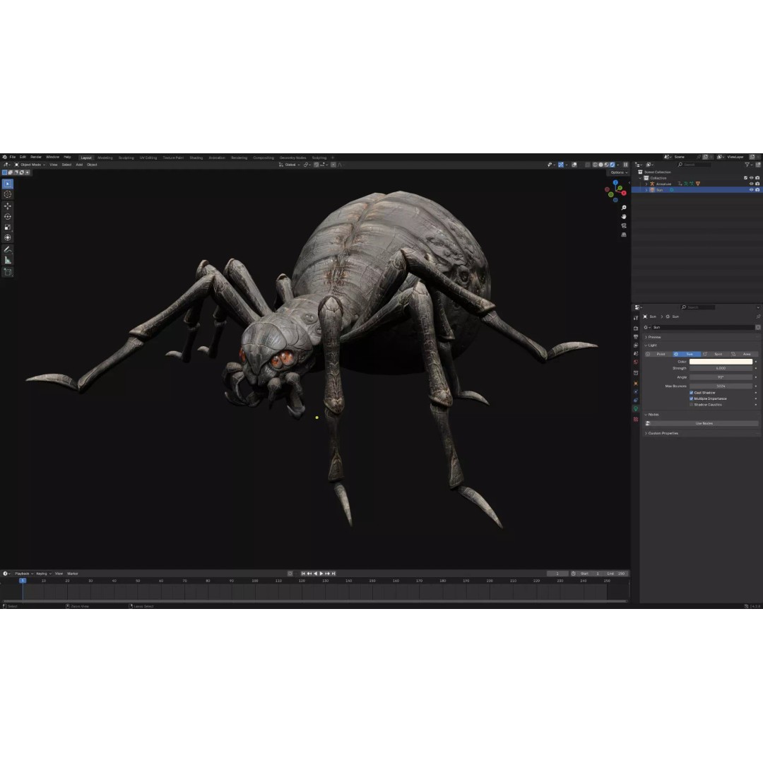 Spider 3D Model – Low Poly Rigged Insect with PBR Textures - View 23