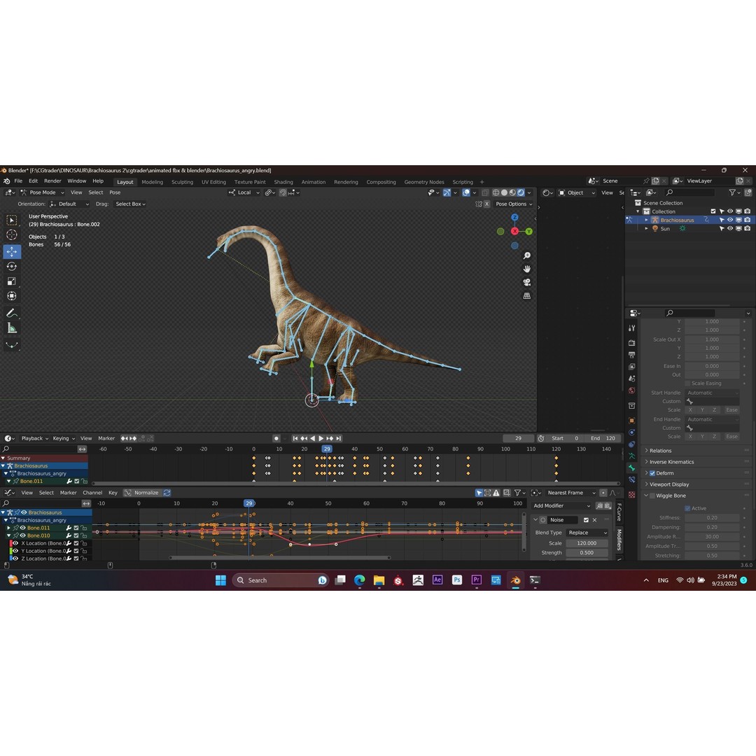 Brachiosaurus 3D Model – Low Poly Animated Dinosaur, FBX & Blender - View 11