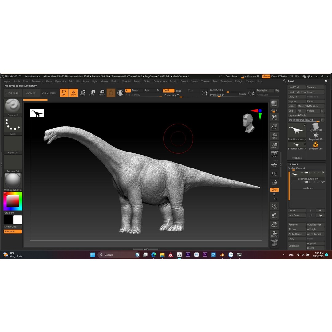 Brachiosaurus 3D Model – Low Poly Animated Dinosaur, FBX & Blender - View 7