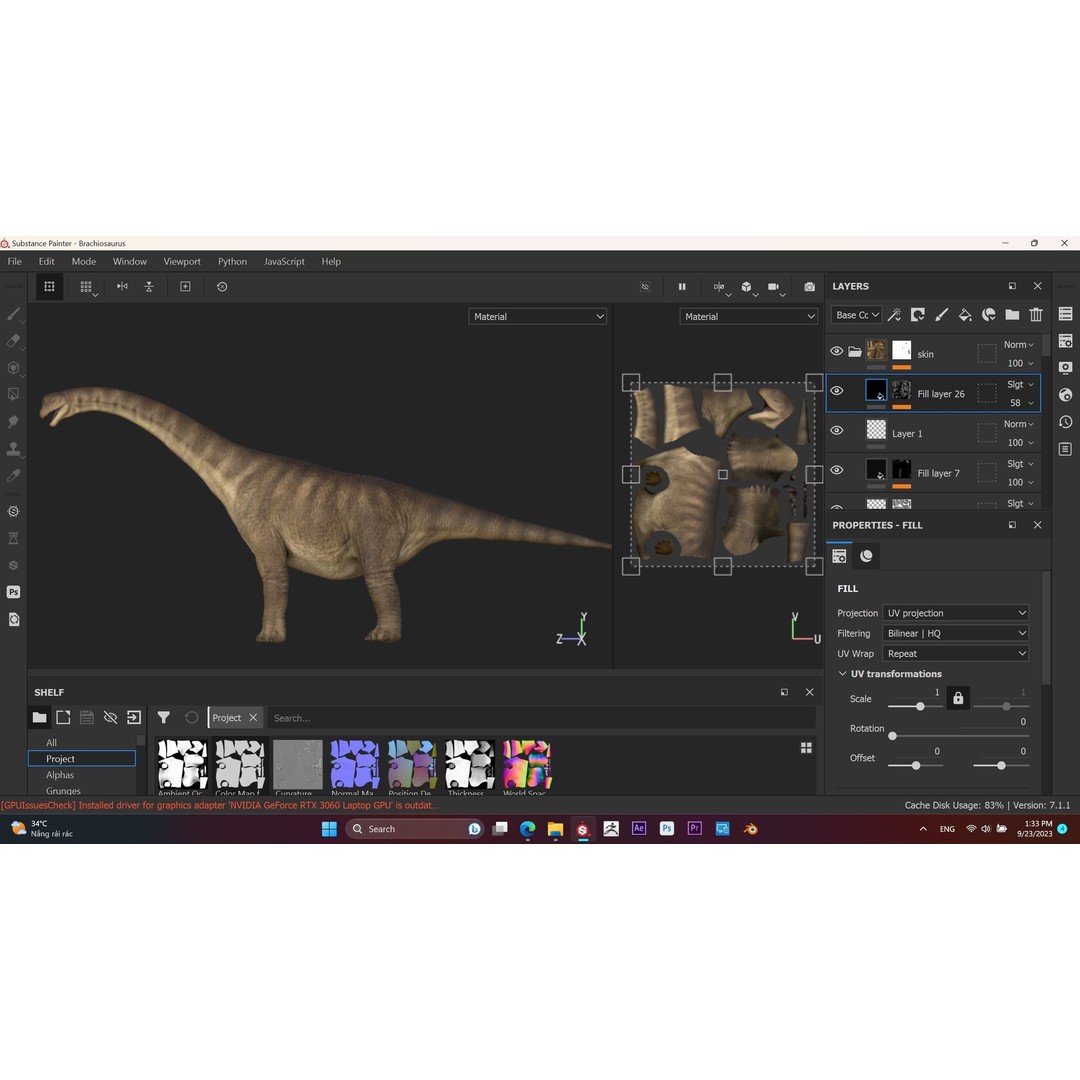 Brachiosaurus 3D Model – Low Poly Animated Dinosaur, FBX & Blender - View 9