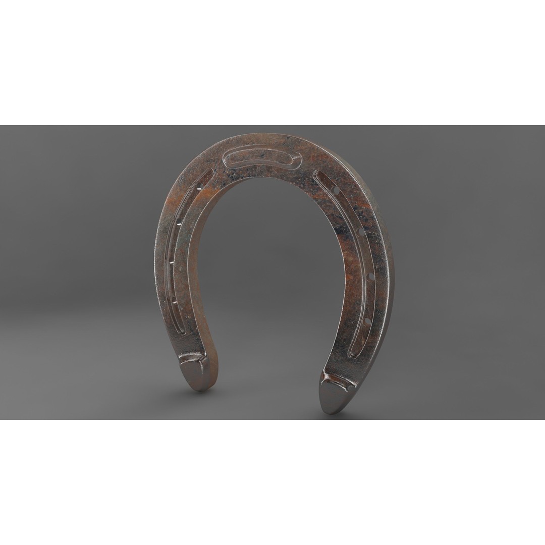 Horseshoe 3D Model – Vintage Symbol, PBR Textures, FBX, OBJ - View 3