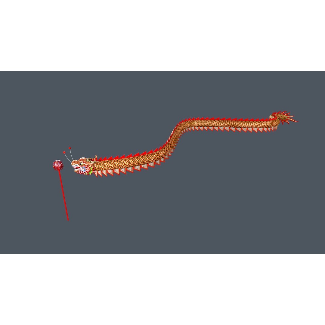 Chinese Dragon 3D Model – Low Poly Animated Rigged Asset, FBX - View 10